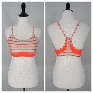NEW BALANCE Gray Orange Striped Sports Bra Size Medium 34AB - 36A EUC